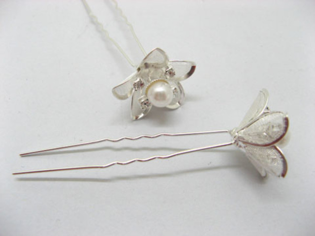 (image for) 1x12 Chic Designer Flower Rhinestone Hair Clip